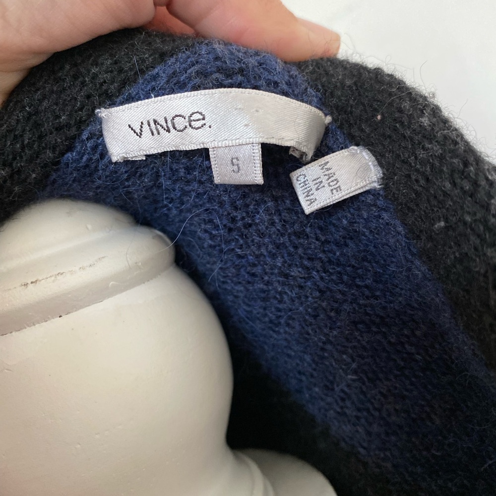 Vince Navy and Black Striped Cardigan wool alpaca & cashmere blended size s - Picture 8 of 10